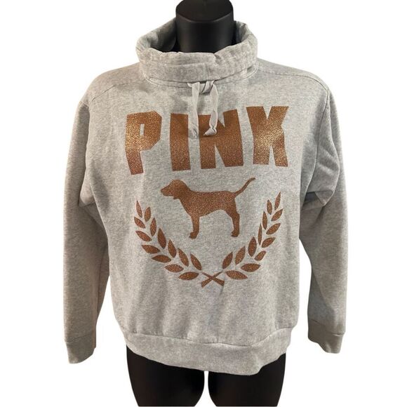PINK Victoria's Secret Women's Gray Everyday Lounge Cowl Neck Sweatshirt Medium - Picture 1 of 3